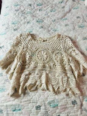 Rebellion Boho Cream Crochet Peasant Blouse